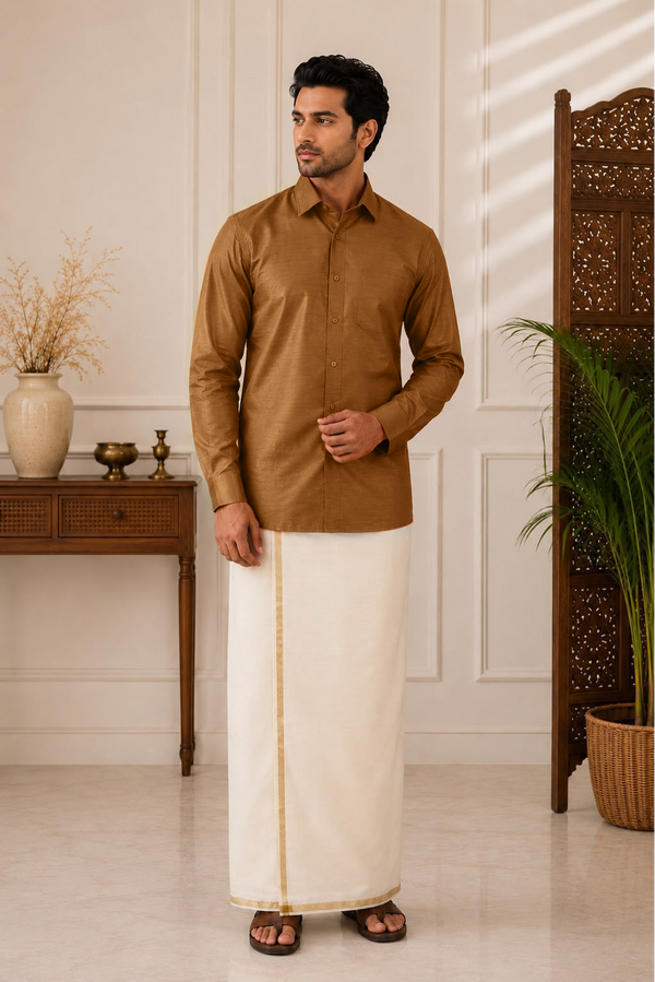 Silk Line Shirt - Regular Fit - Caramel Dusk