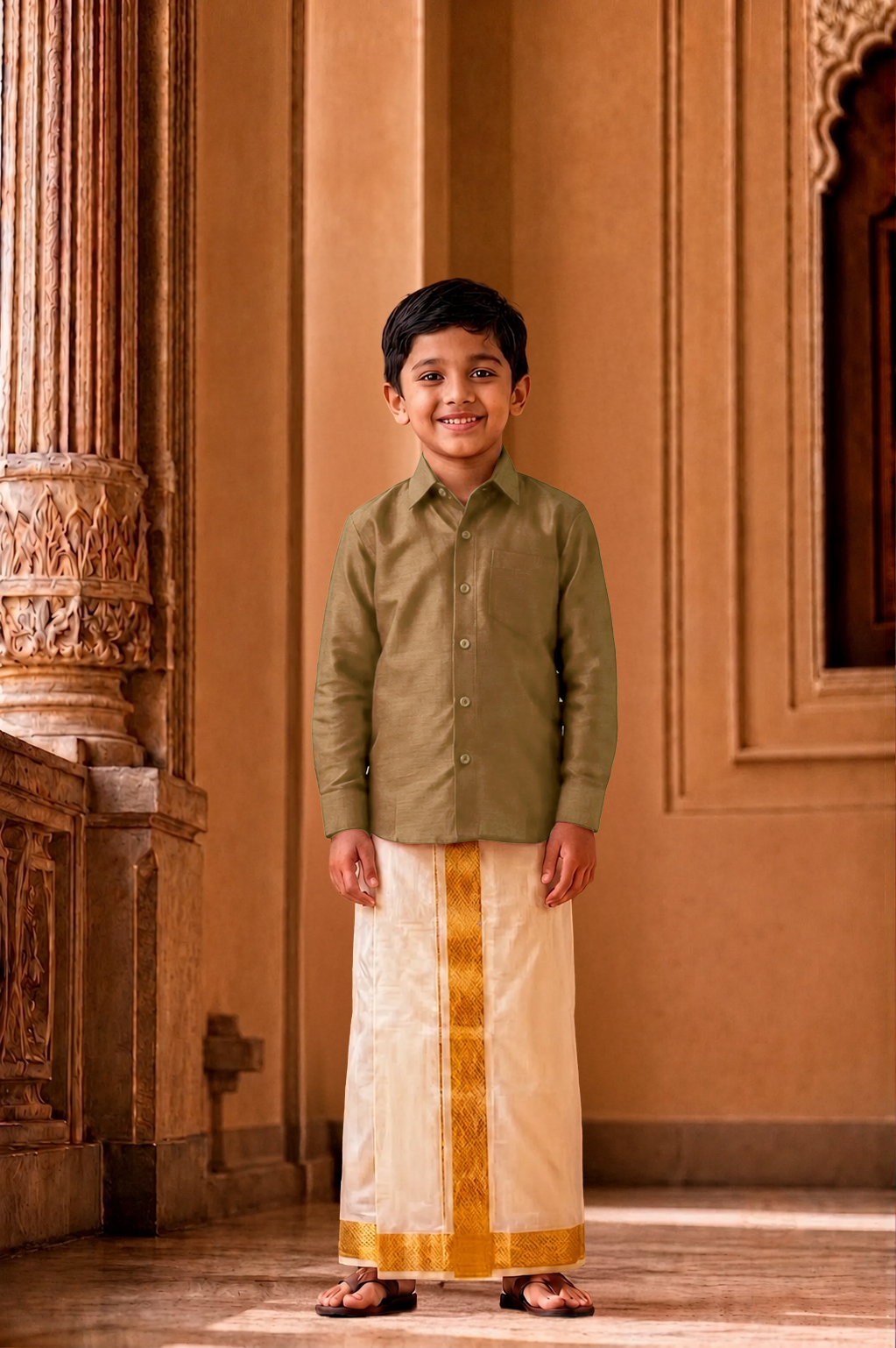 Silk Line Kids Shirt - Regular Fit - Caramel Dusk (PDS-09)