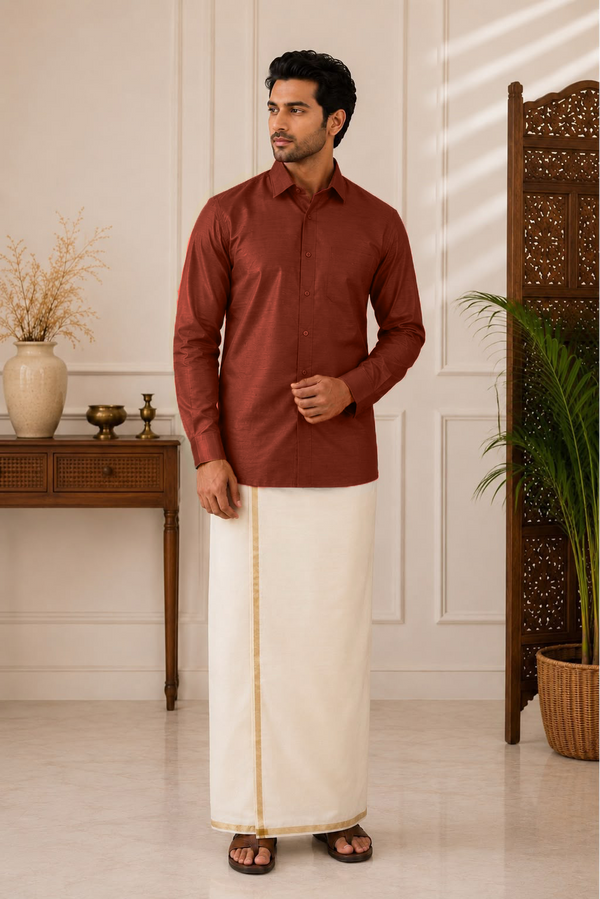 Silk Line Shirt - Regular Fit - Russet Clay