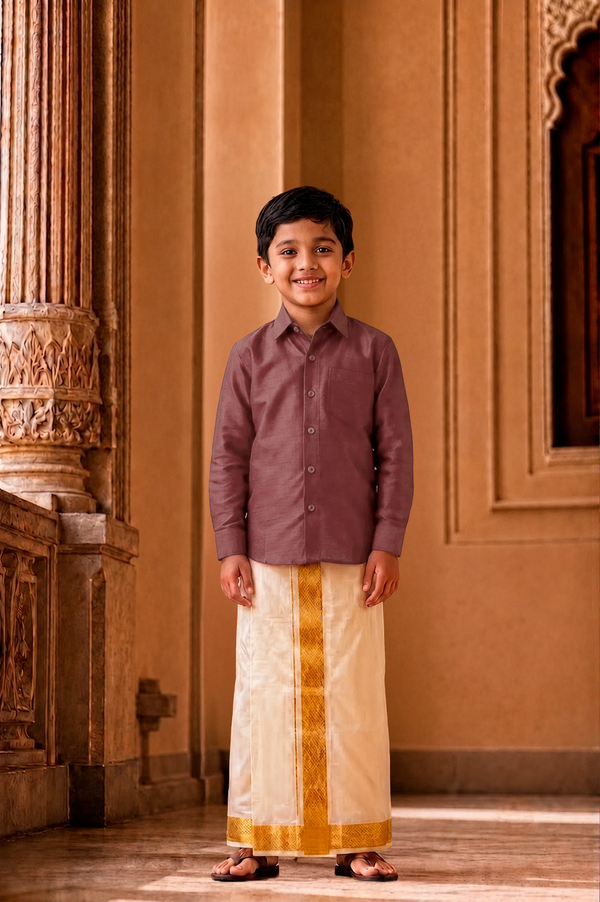 Silk Line Kids Shirt - Regular Fit - Crimson Maroon (PDS-27)