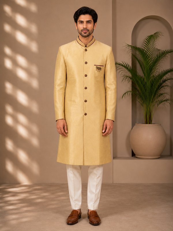 Royal Gold Sherwani for Men