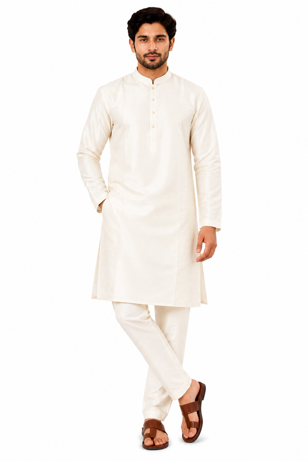 Elegant Ivory  Kurta Pajama for Men – Minimalist Traditional Wear