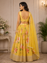 Sunshine Bloom Floral Printed Lehenga Set with Embroidered Blouse & Dupatta