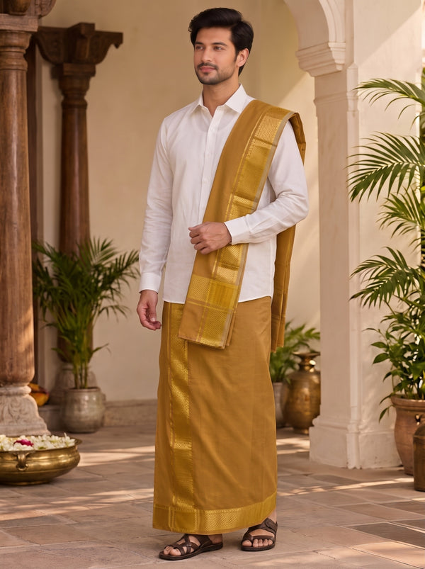 Gold with Gold Border Unstitched Vastee + Salva Set