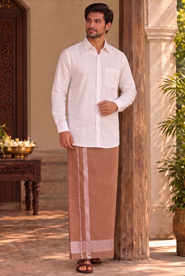 Brown with Silver Border Unstitched Vastee + Salva Set