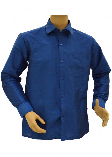 Royal Blue Silk Shirt