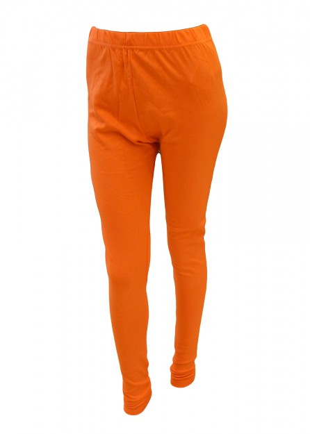 Orange Stretchable Cotton Leggings-Orange-X Large
