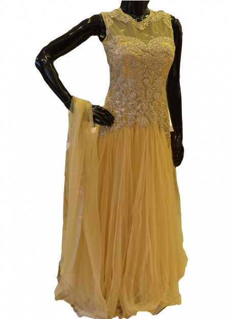Gold Embroidered Anarkali Gown