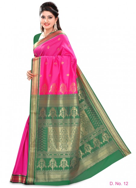 Rani Green Semi Silk Saree With Rich Contrast Blouse Piece
