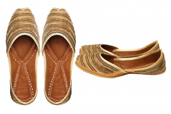 Brown & Gold Ethnic Sequins Women's mojdi / Shoes