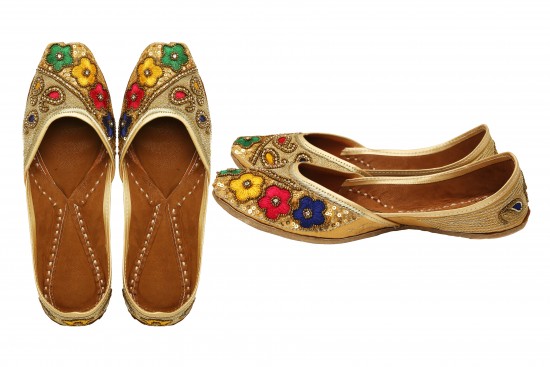 Jodhpuri Gold with Muliticolored Women's mojdi / Shoes