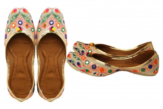 Silver & Multicolor thread Jodhpuri Women's mojdi / Shoes