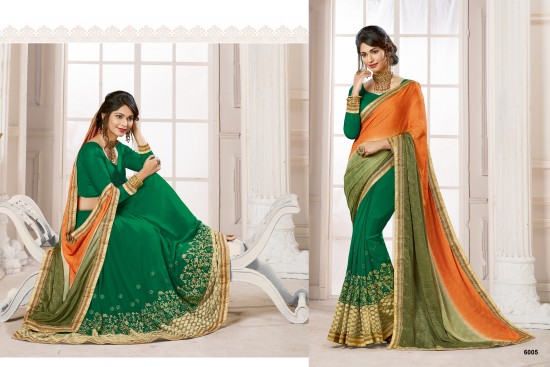 Peacock color saree with - Gem