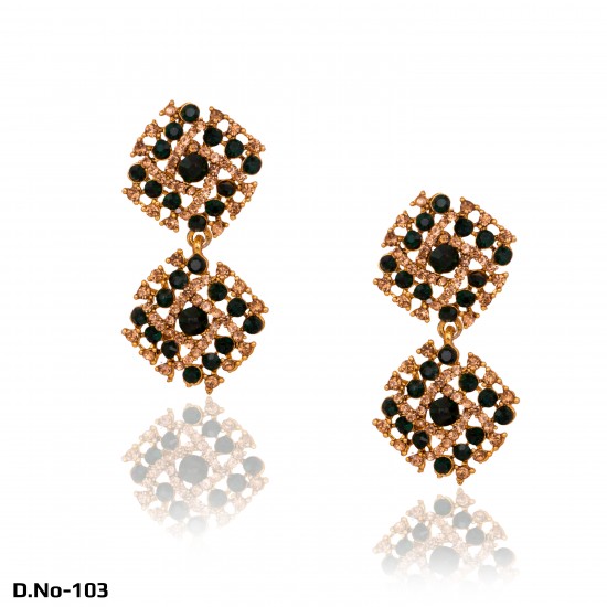 Antique Gold with Diamond Stud Party Wear Earrings