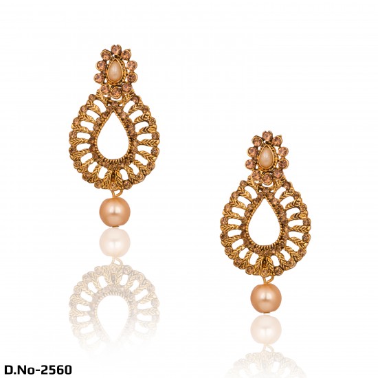 Stylish Party Wear Gold with Pearls Earrings