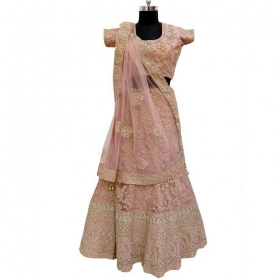 Pink With Embroidery Bridal Lehenga 