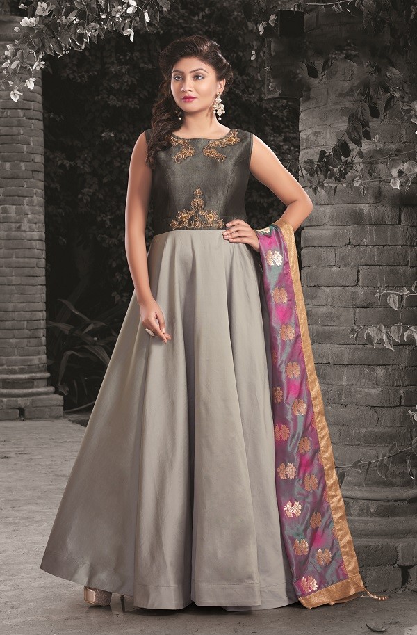 Attractive Double flared Gowns With Dupatta For Women | gintaa.com