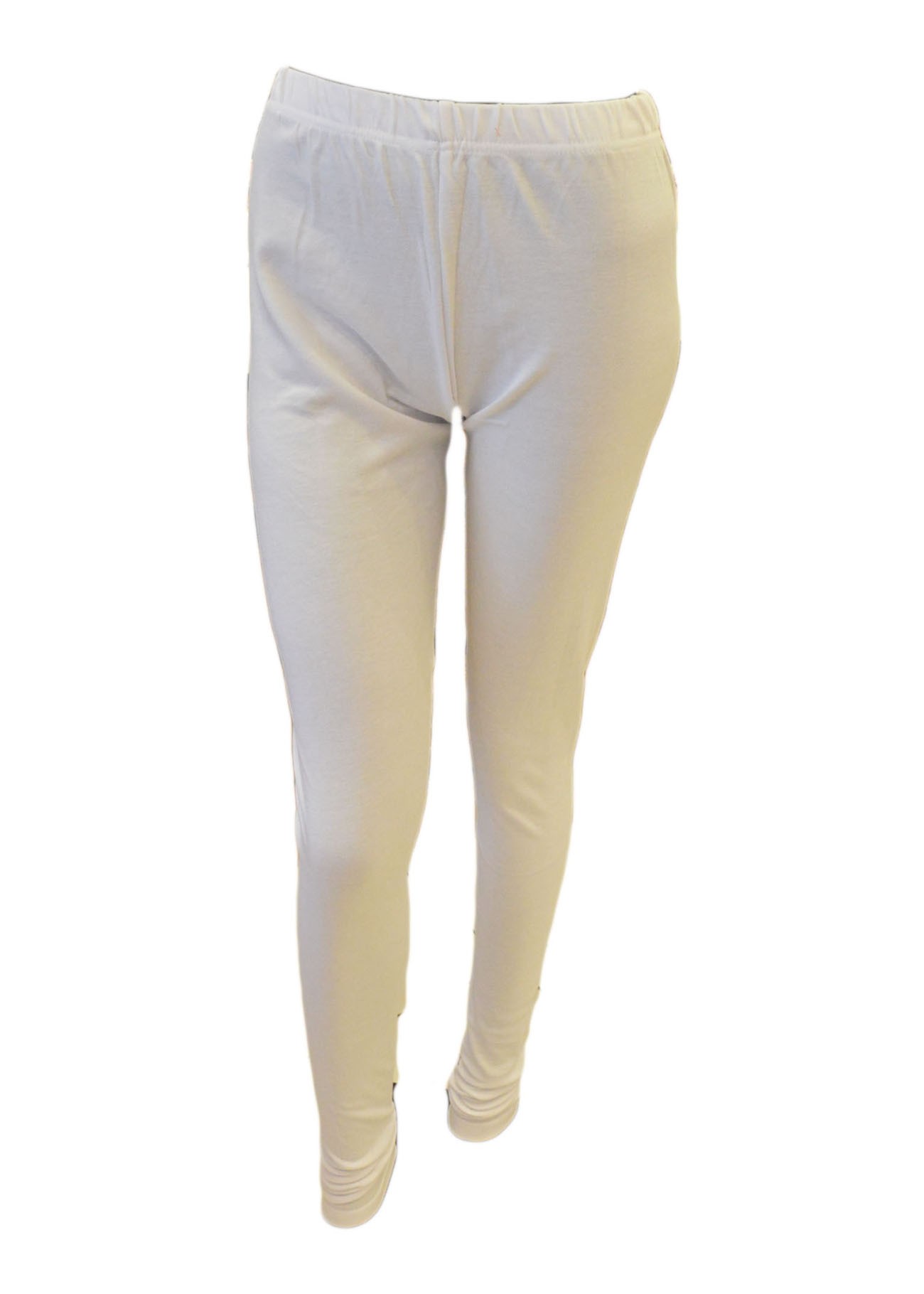 White Stretchable Cotton Leggings -White-XX Large - Womens Wear