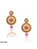 Golden Party Wear with Pink Pearls Earrings