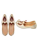 White & Maroon with Gold Brocade Mens mojdi/Shoes