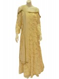 Beige Embroidered Net Gown with Seqences