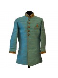 Kids Light Blue Brocade With Antique Embroidery Sherwani