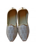 White Carpet Brocade With Gold Piping Mojdi/Shoes