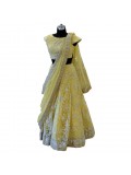 Yellow Net With Silver Embroidery Lehenga 