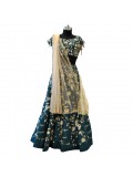 Green With Gold Embroidery Lehenga 