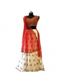 White & Red With Gold Embroidery Lehenga 