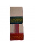 Veshti With Thick Printed Red & Green Border