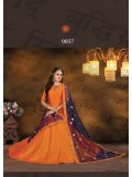 2 Tone Orange And Navy Blue Color Gown With Dupatta