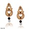 Antique Gold with Pearls & Diamonds Party Wear Earrings- Orange