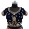 Velvet Navy Blue With Embroidery Bridal Lehenga 