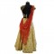 Green, Cream & Red With Gold Embroidery Lehenga 