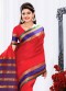 Red Semi Silk Saree With Contrast Double Border 
