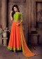 Light Green And Orange Color Gown With Dupatta.