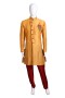 Mustard & Red Raw Silk With Embroydary Gorgeous Kurta Pyjama